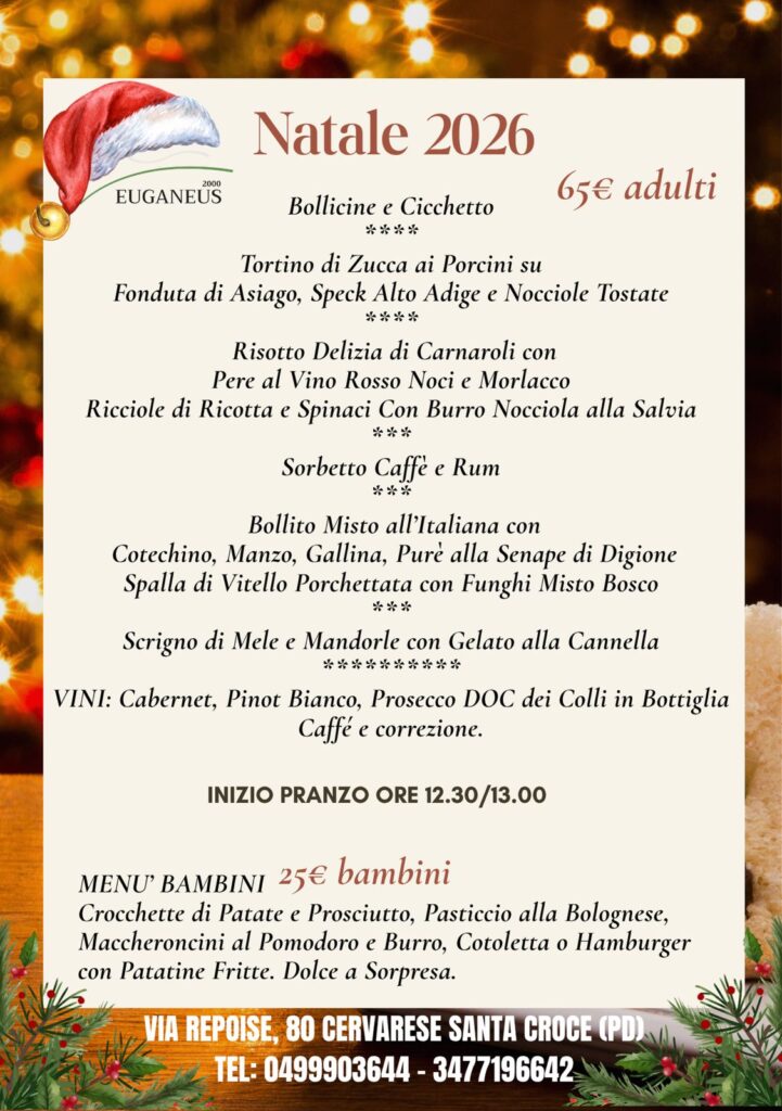Menu Natale 2026 Euganeus 2000